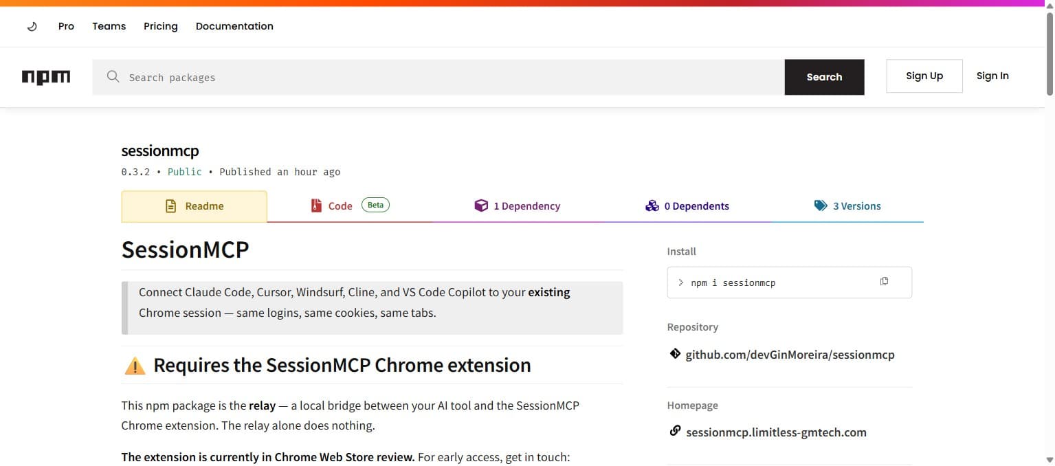 SessionMCP screenshot